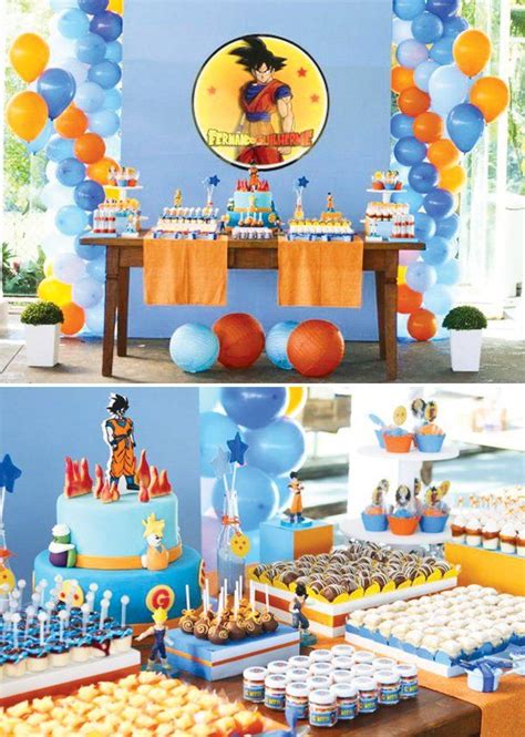 Dragon Ball Z Party With A Goku Inspire Cake A Dessert Table With