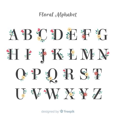 Free Vector Beautiful Alphabet With Flowers