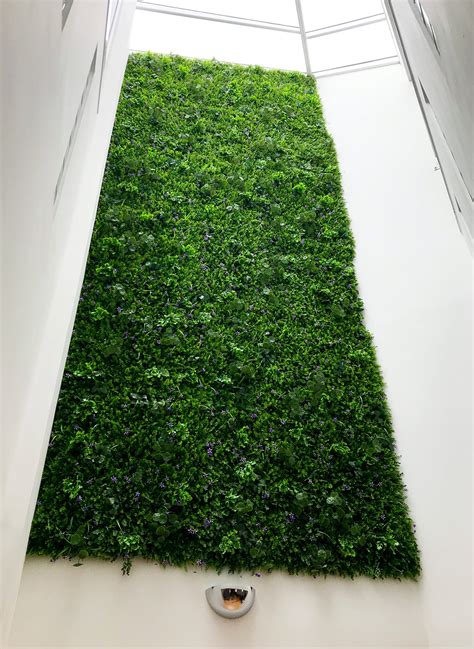 Artificial Green Wall Mixed Plant Panel With Purple Flowers 100x100 Cm