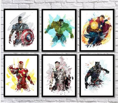 Avengers Superhero Watercolor Art Print Iron Man Captain America