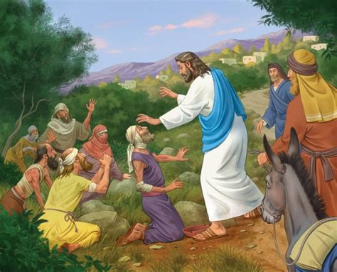 Jesus Heals 10 Lepers Clip Art