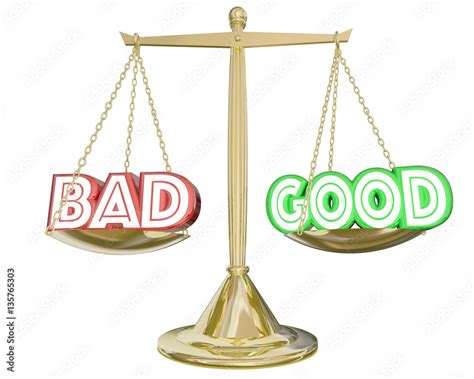 Good Vs Bad Scale Weighing Positive Negative Choices 3d Illustra
