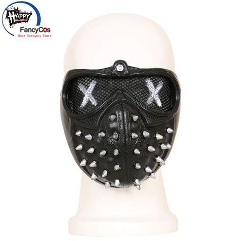 Game Watch Dogs 2 Mask Marcus Cosplay Rivet Hard Abs Half Face Wrench