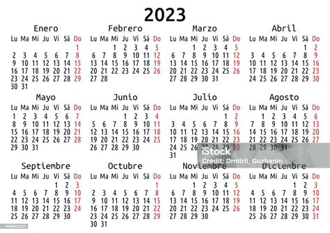 2023 Calendar Spanish Monday Stock Illustration Download Image Now