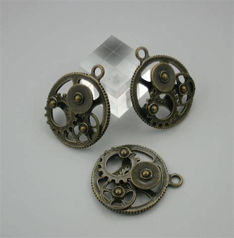 4 Pcszinc Antique Brass Wheel Gear Steampunk Charms