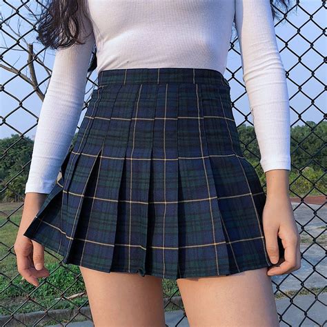 sweet grid tall waist skirt se11089 sanrense skirt fashion pleated tennis skirt womens skirt