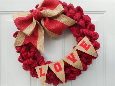 Valentines Day Burlap Wreath Valentine Wreath Red Etsy Valentine