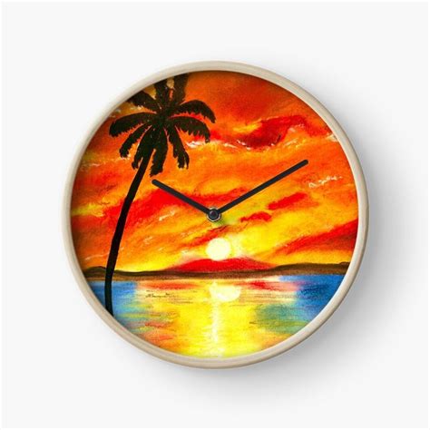 Beach Sunset Design Clock By Yaminib Clock Beach Sunset Clock Design