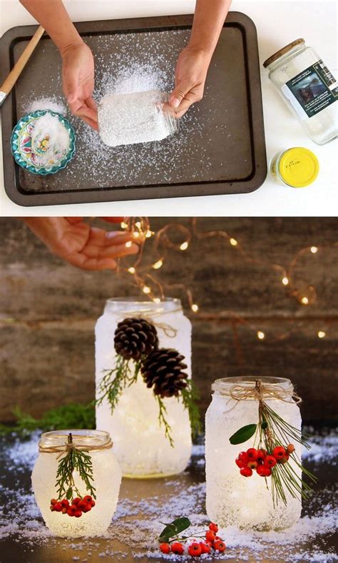 5 Minute Diy Snow Frosted Mason Jar Decorations Magical Mason Jar