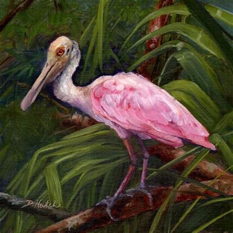 Daily Paintworks Roseate Spoonbill Watercolor Bird Watercolor