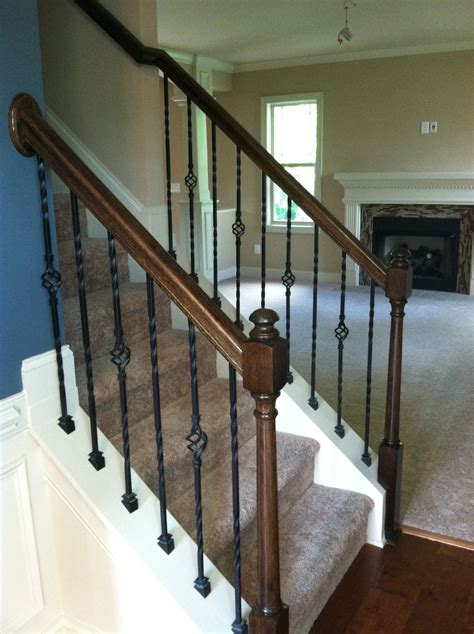 The maximum recommended height is 37 staircase renovation, carpet removal capping existing staircases (threads and risers) with new wood replacing old pickets with new wood / wrought iron banisters installing new handrails , metal. Love my stair rails... Always wanted wrought iron pickets ...