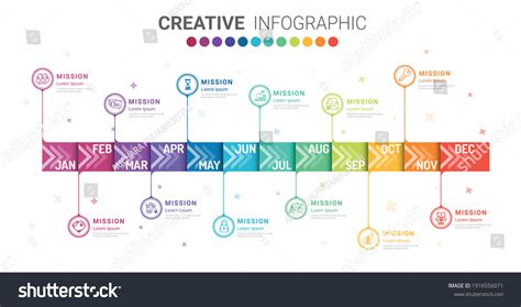 Timeline 1 Year 12 Months Infographics Stock Vector Royalty Free