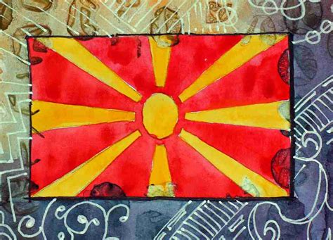 Aktuelle flagge nordmazedoniens mit informationen, einschließlich grundinformationen zu nordmazedonien, den standort und die nachbarstaaten. Fans: „Nordmazedonien hat sich bisher stark verkauft ...