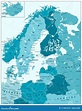 Mapa Político De Europa Do Norte Em Aqua Blue Colors Ilustração do ...
