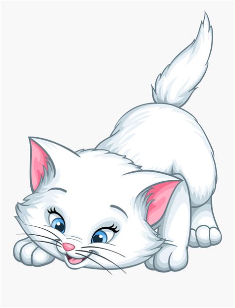 White Kitten Cartoon Png Clip Art Image Cute White Cat Cartoon Free