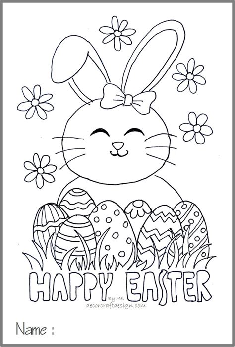Free Printable Easter Bunny Coloring Decor Craft Design