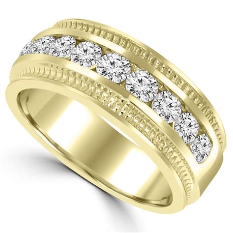 075 Ct Mens Round Cut Diamond Wedding Band Ring In Channel Setting
