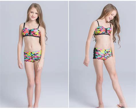 2018 New Girl Camuflaje Bikini Traje De Baño Chica De Niño Ropa De Playa Para Adolescentes