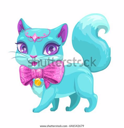 Cute Cartoon Little Princess Cat Beautiful Stock Vector Royalty Free