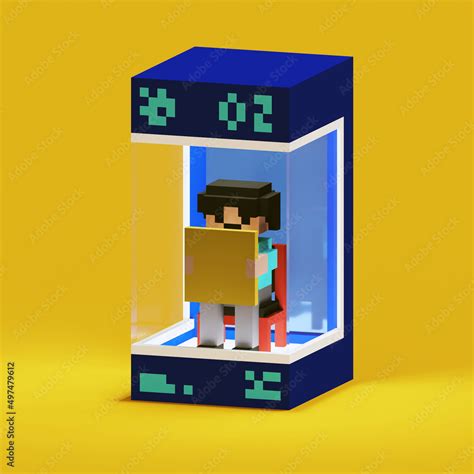 3d Rendering Of Character Using Voxel Art Style People Reading News