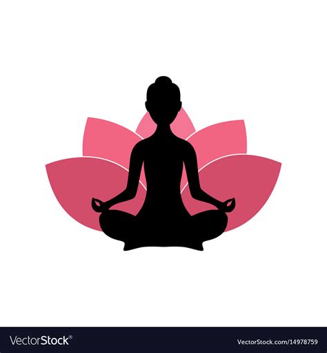 Yoga Woman Silhouette Pink Lotus Flower Logo Vector Image