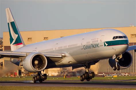 Cathay Pacific Boeing 777 300 Unbalanced Touch Down Aircraft