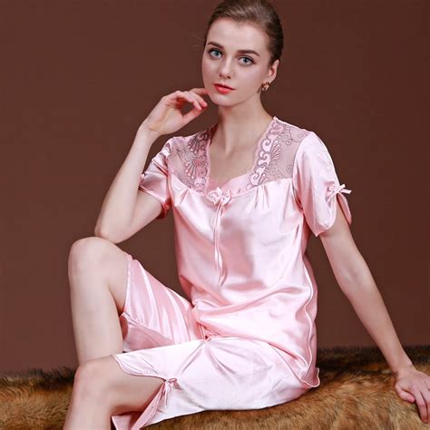 New Brand Satin Silk Pajamas Set Women Summer Autumn Luxury