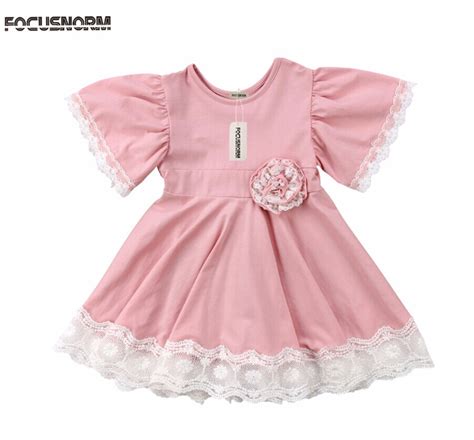 2018 Summer Kids Baby Girls Dress Lace Floral Party Princess Dress