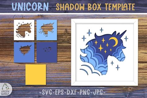 Unicorn shadow box svg Unicorn 3d layered svg Papercut card