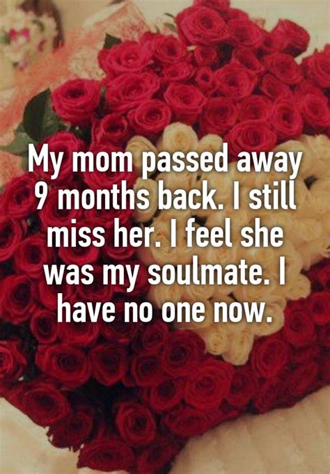 My Mom Passed Away 9 Months Back I Still Miss Her I Feel She Was My Soulmate I Have No One Now