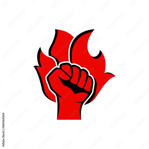 Fist And Fire Emblem Isolated Hand Clenched Power Strength Icon Symbol