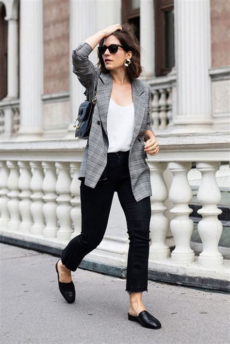 35 classy office wear looks for fall fashion blogger vienna wedekind wearing a grey plaid