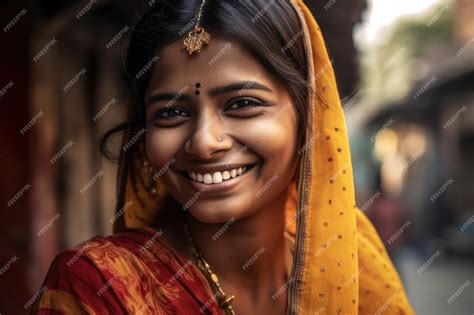 Premium Ai Image An Ethnic Indian Woman Smiling Happily Created With
