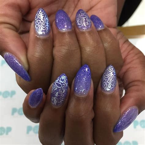 Acrylic Full Set Gel Nails Purple Design. Instagram Pop ...