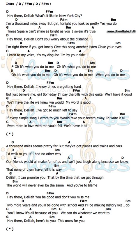 Hey There Delilah Chords Chart Hot Sex Picture