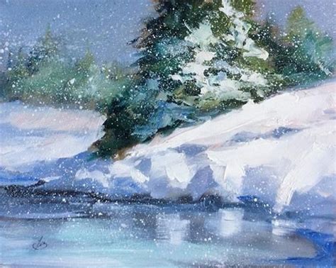 Daily Paintworks Fresh Snow Falling Original Fine Art For Sale