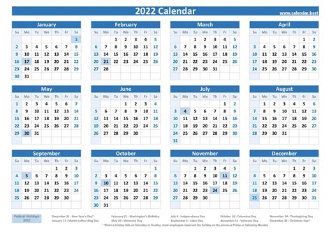 2022 Holidays List Of U S Federal