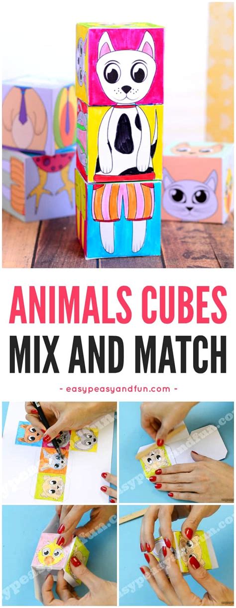 Printable Animals Mix and Match Cubes - Easy Peasy and Fun