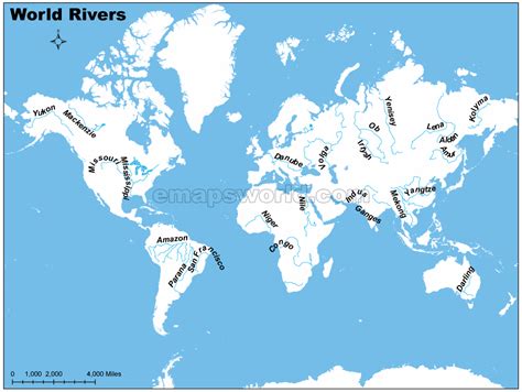 Major rivers of the world outline map: World Rivers Map | Rivers Map of the World | Rivers of World