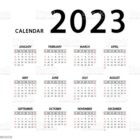 Vetores De Calendário 2023 Ano A Semana Começa Domingo Modelo Anual Do