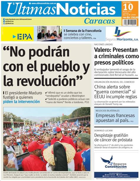 Condena la violencia y pide email protected. Periódico Últimas Noticias (Venezuela). Periódicos de ...