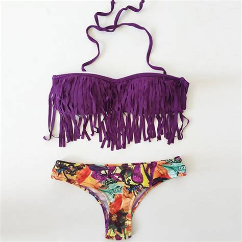 New Sexy Tassel Bikini Push Up Swimwear Women Brazilian Bikinis Set