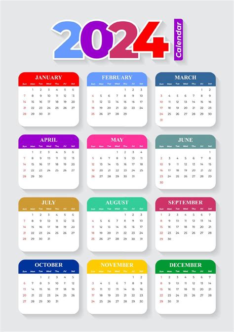 Kalender 2024 Vektor Kalender Kalender 2024 Download Kalender 2024