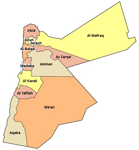 File:Jordan governorates named.svg | Jordanie, Jordan