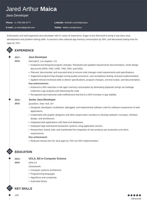 20 Senior Java Developer Resume Sample Free Popular Templates Design