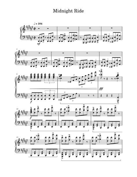 Midnightride Sheet Music For Piano Solo