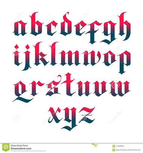 Gothic Vector Uppercase And Lowercase Letters On A White Background