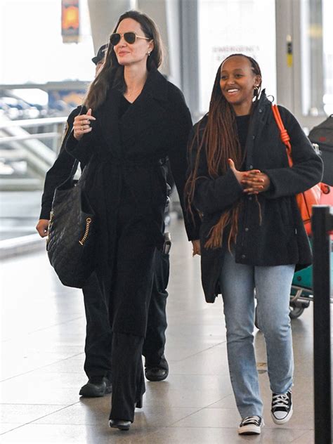 Angelina Jolie And Daughter Zahara Travel To Nyc Airport Photos