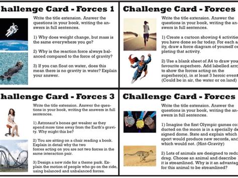 Year 7 Forces Challenge Cards Ks3 Activate 1 Teaching Resources