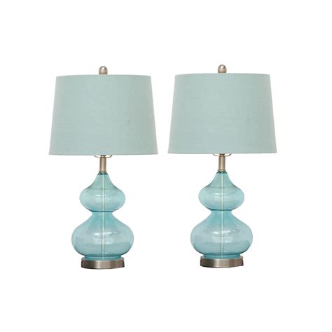 Shop Urban Designs Fiona Teal Glass Table Lamp Set Of 2 Free